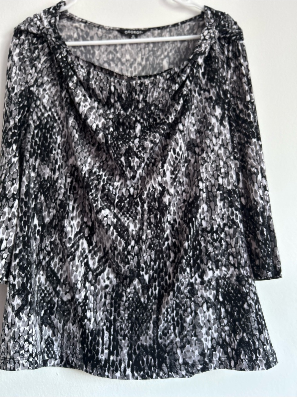 George Black and White Snake-Print Knit Top